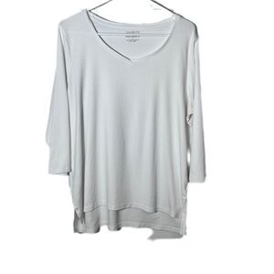 Talbots White V-neck 3/4 Sleeve Tee